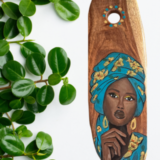 decorative wooden board with acrylic african figure
