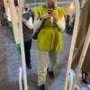 Apple green Puffy shoulder Wool Vest