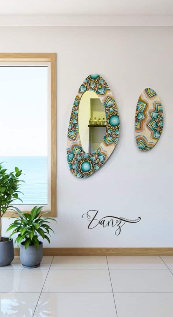 Nested Oval Mirrors with Small Panel