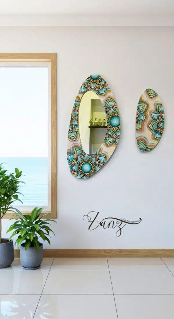 Nested Oval Mirrors with Small Panel