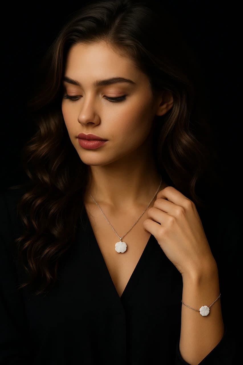 Handmade 925 Silver Rose Quartz Necklace & Bracelet 1 Handmade 925 Silver Rose Quartz Necklace & Bracelet