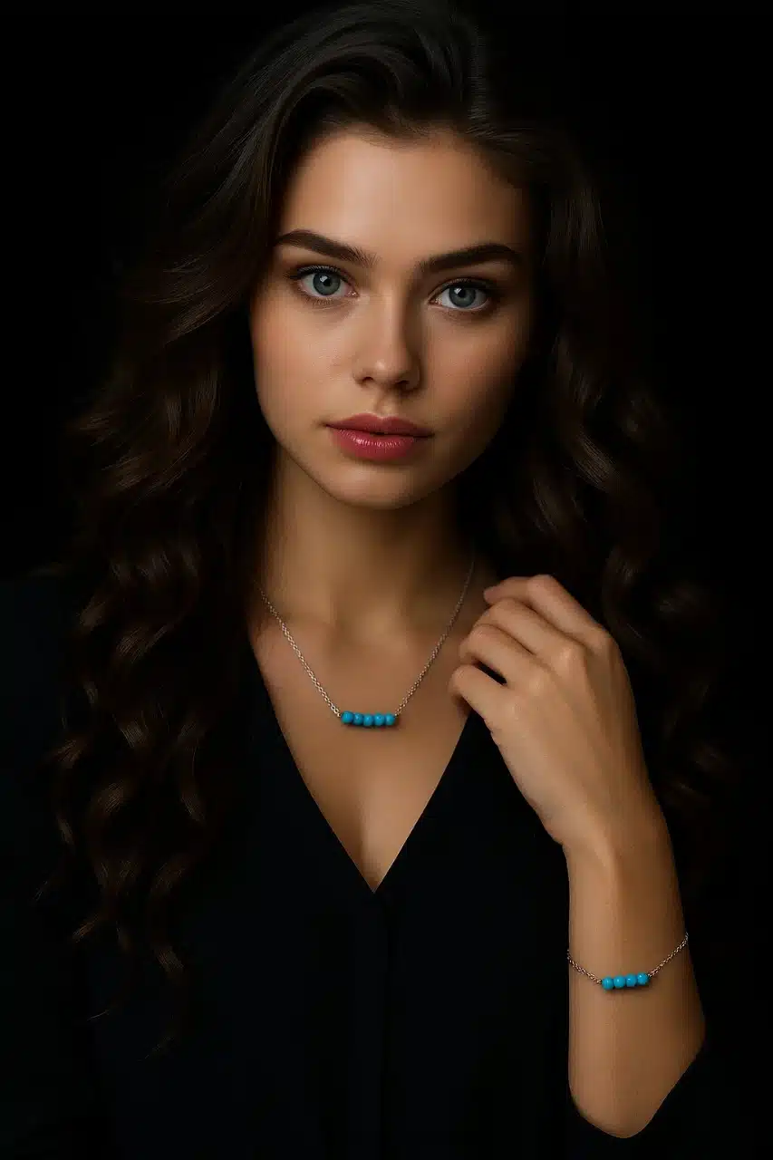 Handmade 925 Silver Blue Agate Necklace & Bracelet 1 Handmade 925 Silver Blue Agate Necklace & Bracelet