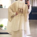 توب نص كتان قطن طبيبعى ونص كرامه قطن