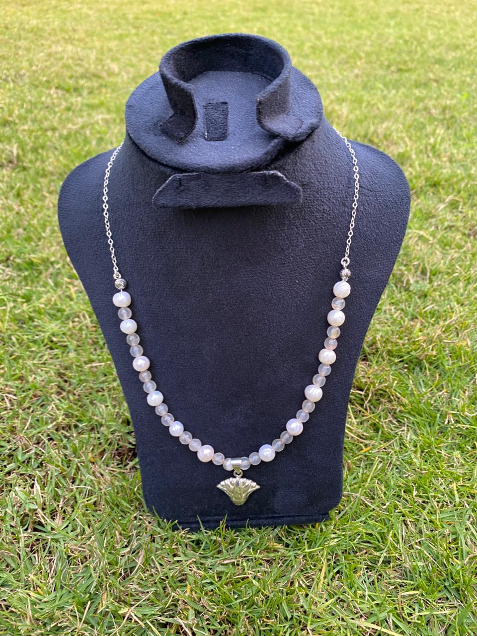 Handmade 925 Silver Pearl Lotus Necklace 1 Handmade 925 Silver Pearl Lotus Necklace