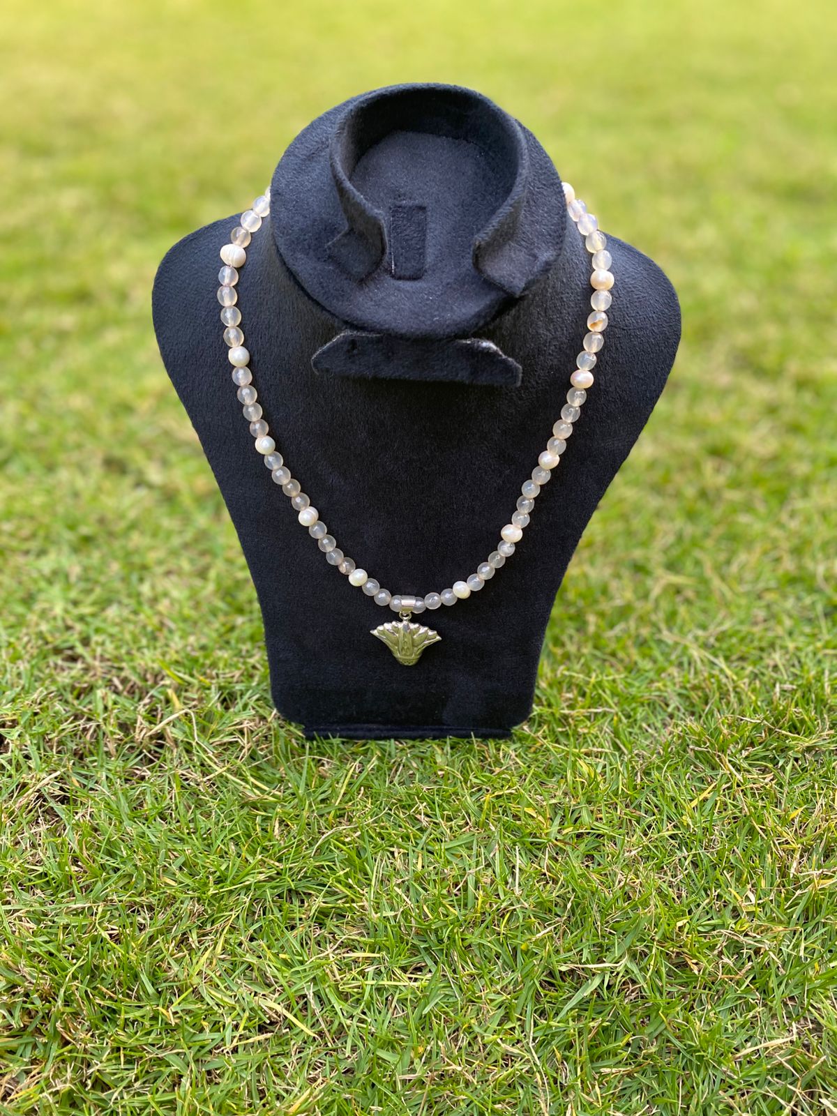 Handmade 925 Silver Pearl Lotus Necklace 1 Handmade 925 Silver Pearl Lotus Necklace