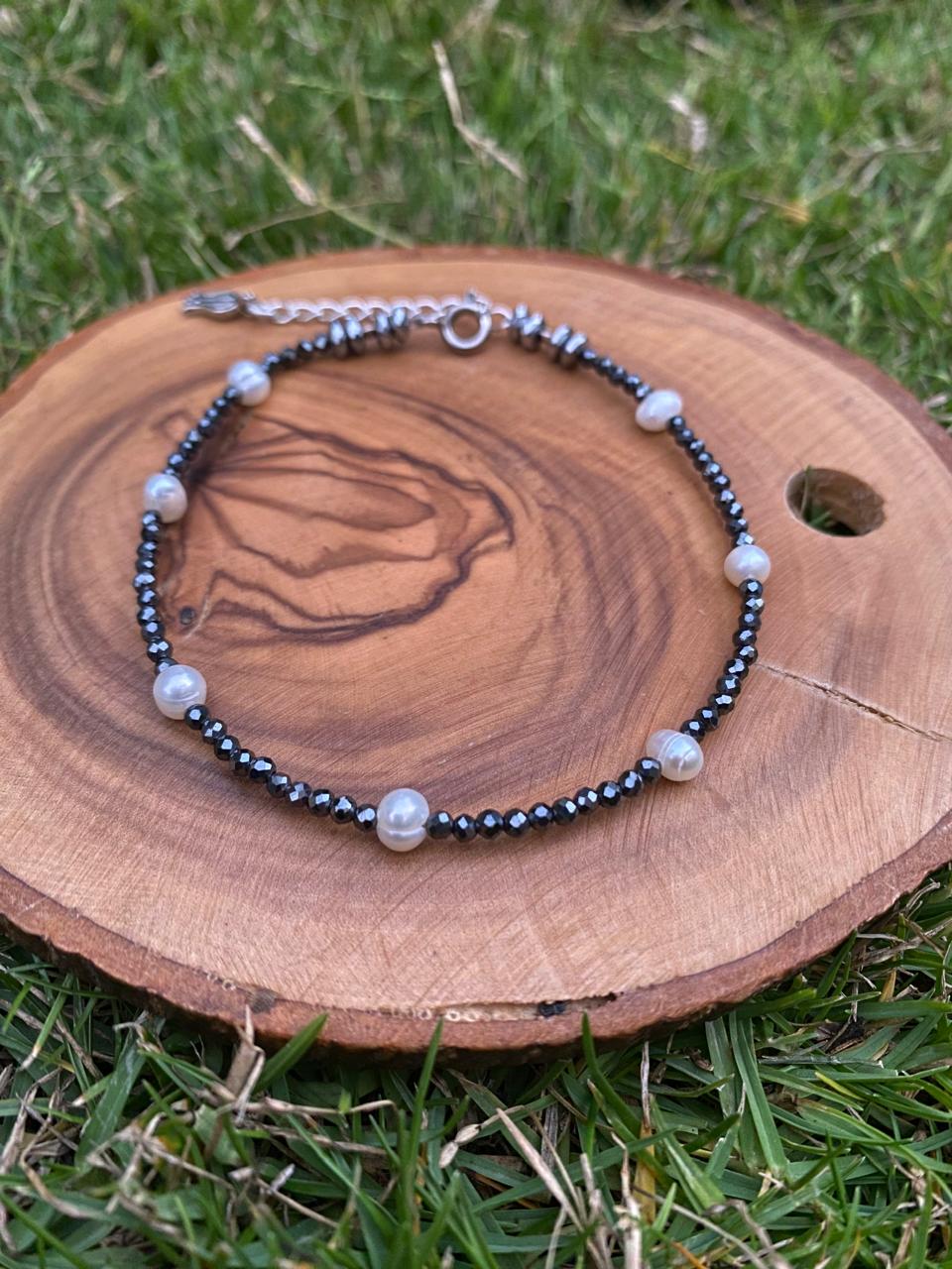 Handmade Original 925 Silver Hematite & Pearl Bracelet 3 WhatsApp Image 2025 11 20 at 5.51.32 PM