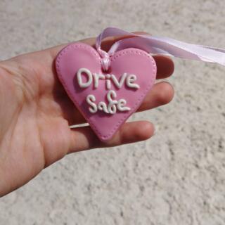pink heart drive save car hanger