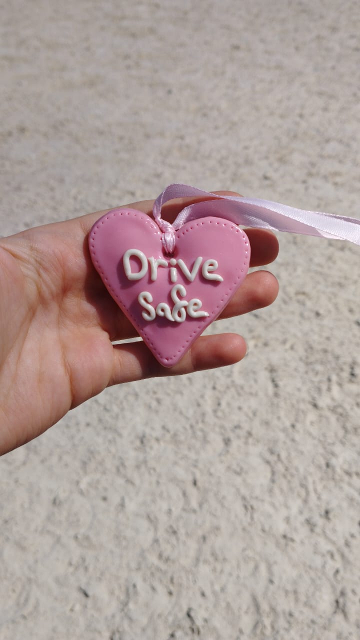 drive safe heart car hanger 2 pink heart drive save car hanger