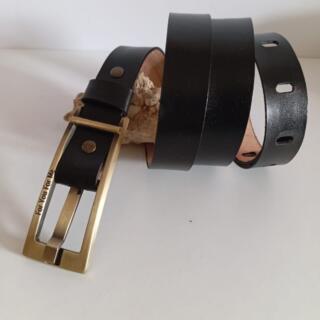 حزام اسود جلد طبيعي رفيع