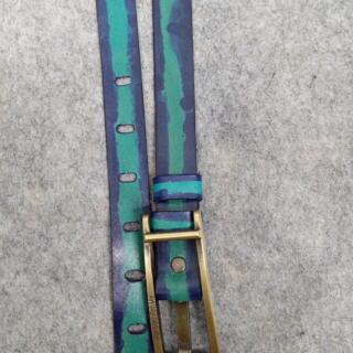 حزام جلد طبيعي درجتين ازرق