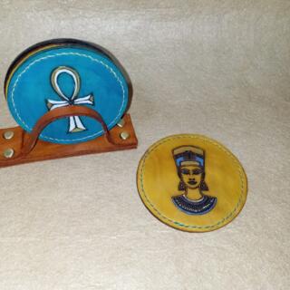 مجموعه 4كوستر جلد طبيعي فرعوني