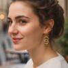 Hammered gold & silver plated fan dangle earrings