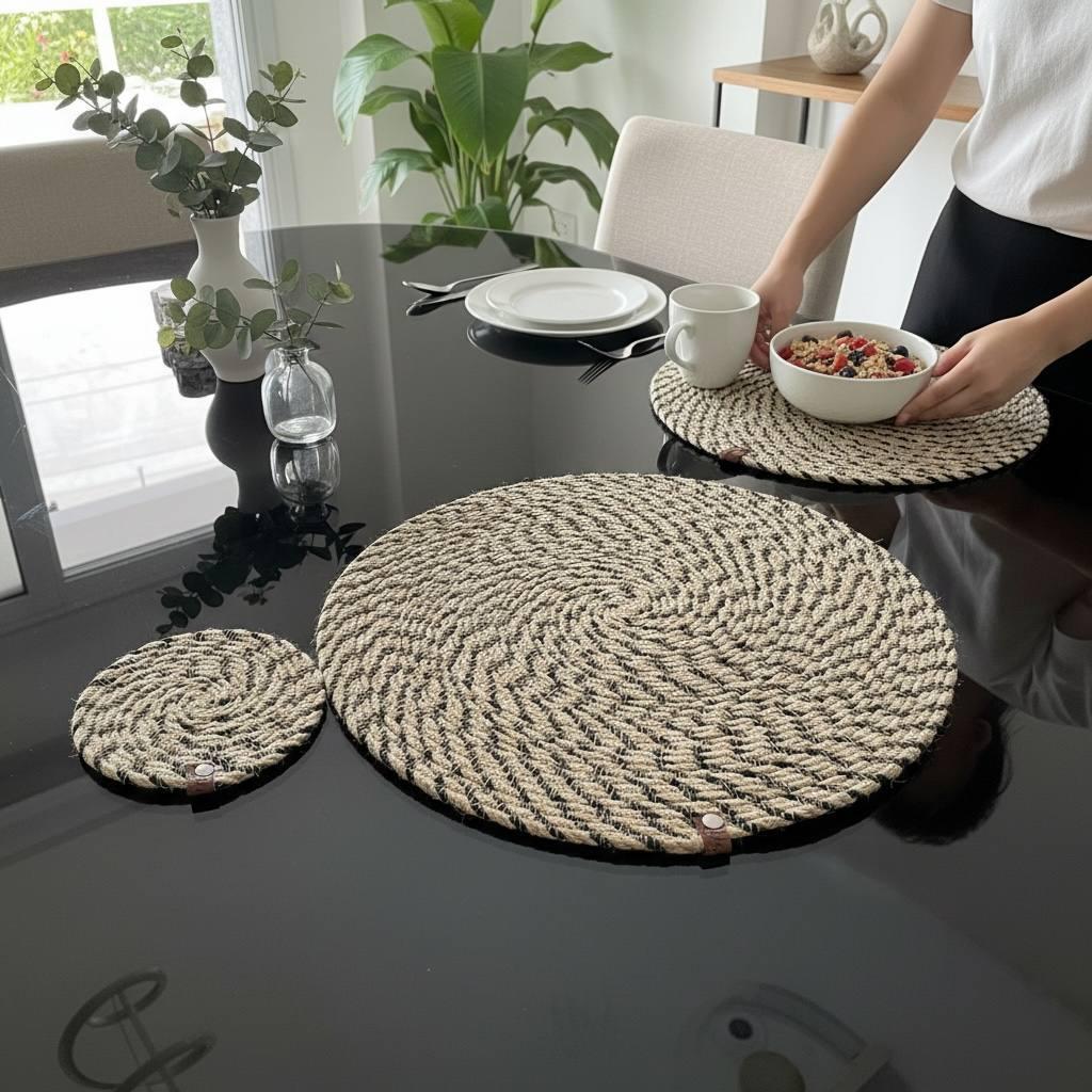 Round Burlap Placemat 1 Round Burlap Placemat