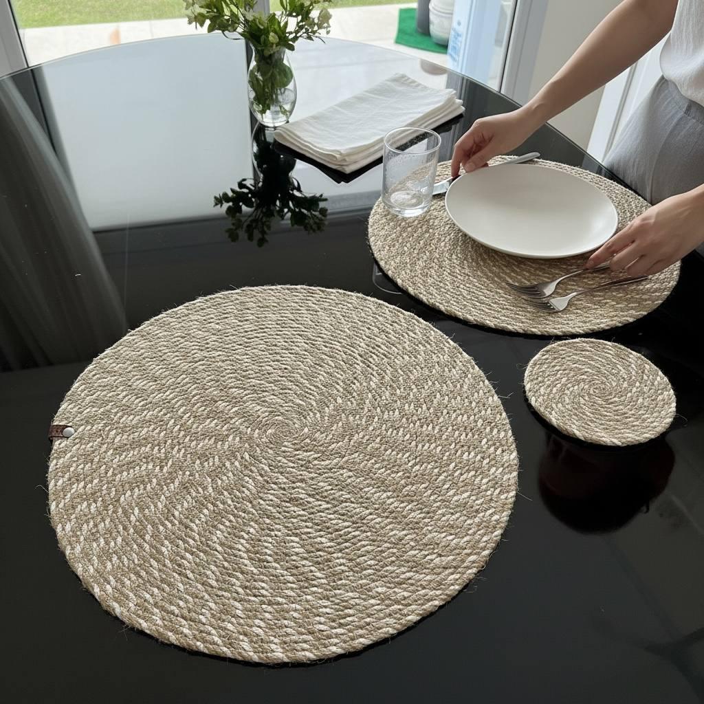 Round Burlap Placemat 1 Round Burlap Placemat