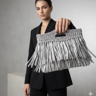 New Arrivals 85 Metallic silver Fringe bag