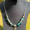 Handmade 925 Silver Blue Apatite & Pearl Lotus Necklace