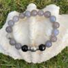 Handmade Original 925 Silver Gray Smoky Agate Bracelet