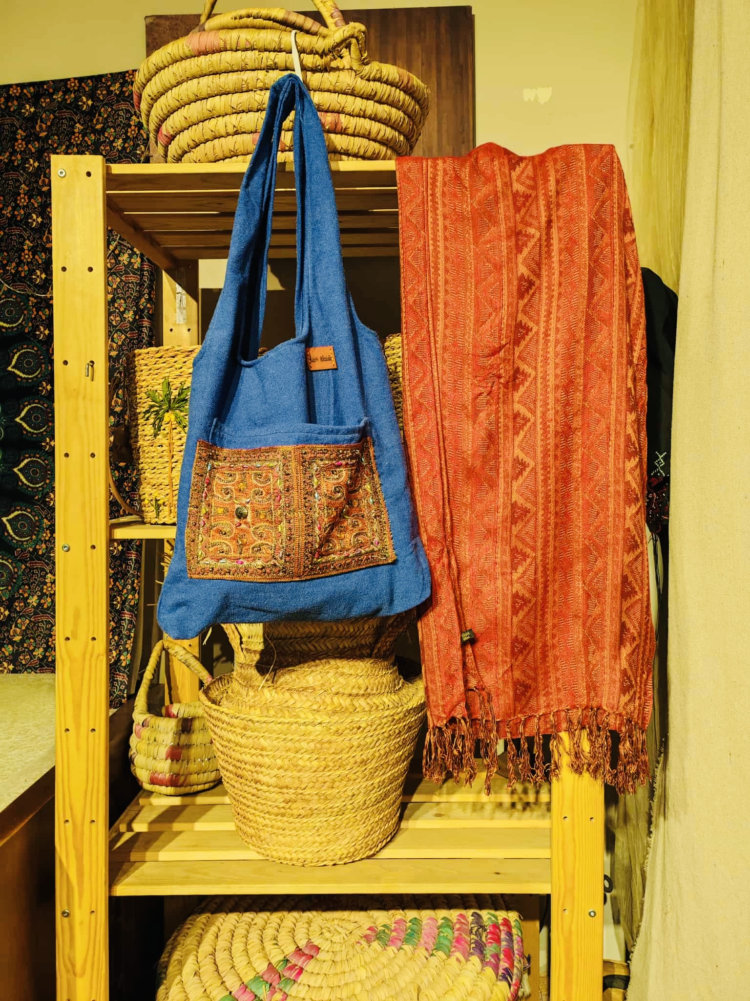 Blue indian embroidery bag 1 Blue indian embroidery bag