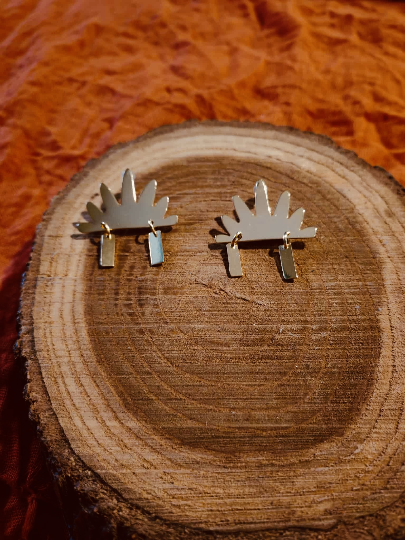 حلق نصف قرص الشمس نحاس ذهبي 4