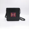 Black genuine leather bag with colorful cross stitching