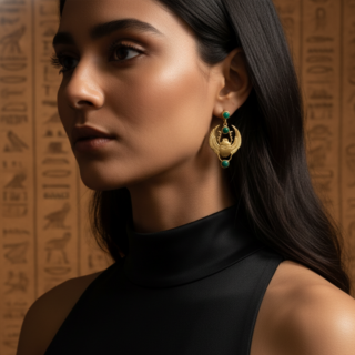 Handmade malachite Khepri earring for women