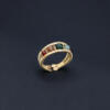 Brass ring with moss agate gemstones