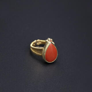Wire wrapped brass ring with Red Jasper gemstone.
