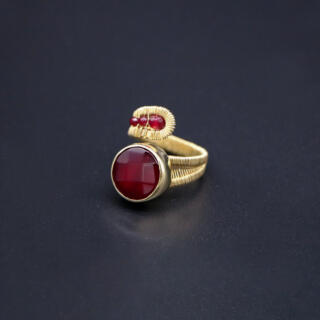 Brass ring with agate gemstones.