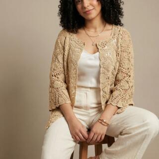 Silky Cotton Crochet Cardigan