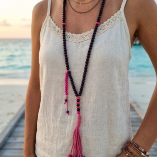 سبحه خشب ١٠٠ خرز خشب موف في فوشيا