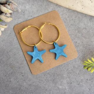 Blue Starfish Earrings