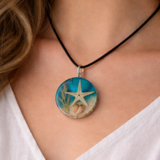 Beach treasure - Resin circle pendant