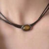 Brown beeded leather