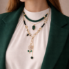 3-layered green flower necklace