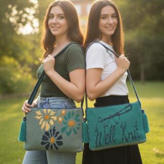 Handmade colorful tapestry crochet laptop bag, designed with a vibrant mix of colors.