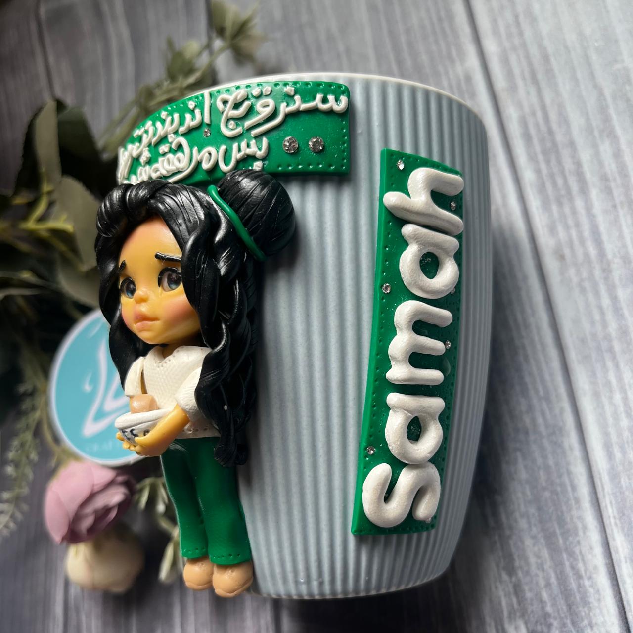 Personalized Strong Woman Polymer Clay Mug 2 sam2ah.jpg