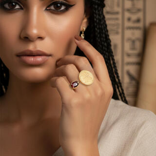 Gold plated double ended ring Aries and zircon (R256XMG)