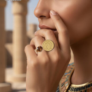 Gold plated double ended ring Capricorn and zircon (R250XMG)