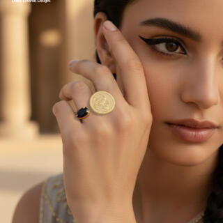 Gold plated double ended ring Scorpio and zircon (R253XMG)