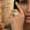 Gold plated double ended ring Taurus and zircon (R252XMG)