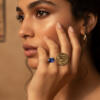 Gold plated double ended ring Virgo and zircon (R249XMG)