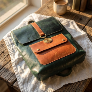 women genuine leather backpack