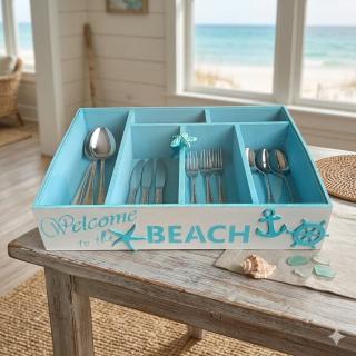 Mint cutlery box with plexiglass lid