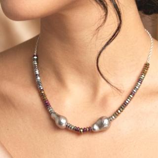 سلسلة. قصيرة من الهيماتيت الجولد والملون سلسلة. طلاء.فضة