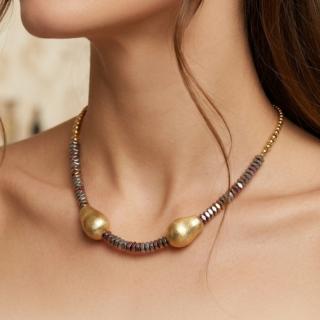 سلسلة. من الهيماتيت. طلاء. دهب