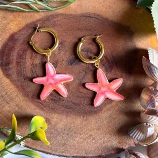 Pink Starfish Hoops
