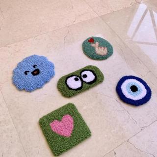 Handmade punch needle mug coasters