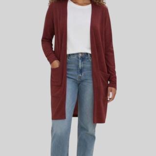Burgendy knee length cardigan