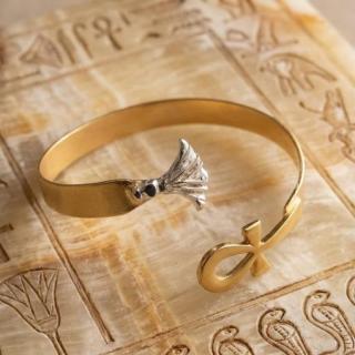 Silver & gold plated Lotus with key of life bracelet.