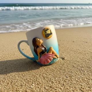 Sun Kissed Handmade Polymer Clay Mug – Summer Vibes Coffee Cup